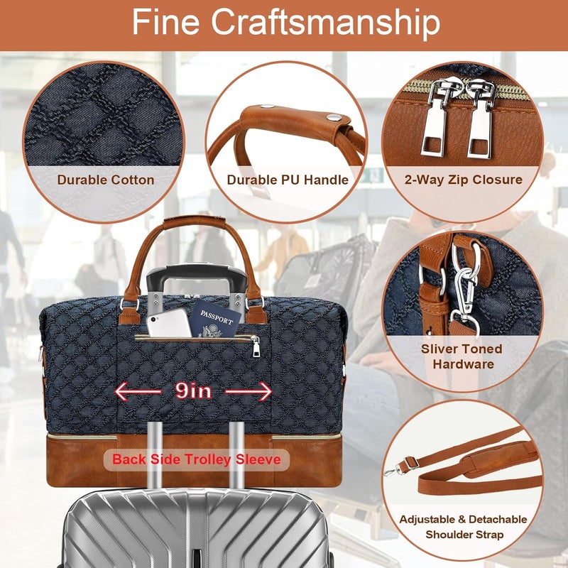 ITIEZY Weekender Bag for Women, Travel Duffel Bag Carry On Overnight Bag with Shoe Compartment Large Nylon Travel Weekend Tote Bag - Image 5